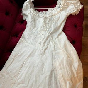 French Elegant White Midi Dress